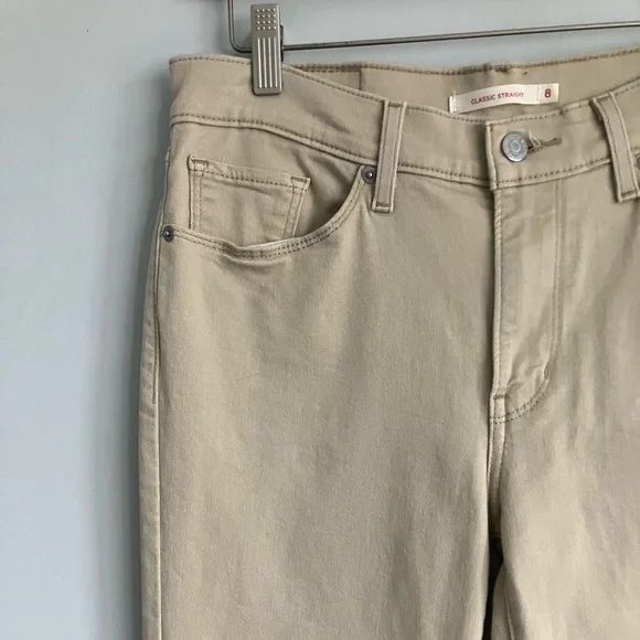 LEVI’S Tan Straight Leg High Rise Stovepipe Jeans Size 8 - Picture 2 of 13